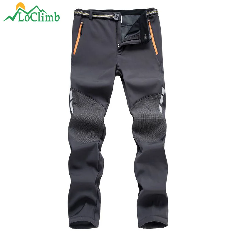 LoClimb reflectante de invierno de los hombres pantalones de senderismo caliente de los hombres de lana polar Softshell pantalones al aire libre senderismo esquí pantalones impermeables AM339 LoClimb reflectante de invierno de los hombres pantalones de senderismo caliente de los hombres de lana polar Softshell pantalones al aire libre senderismo esquí pantalones impermeables AM339