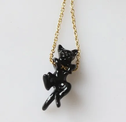 Горячая Распродажа, японское популярное ожерелье с черно-белым котом, простое 3d милое симпатичное животное, ожерелье с кулоном, золотая цепочка для женщин, ювелирные изделия