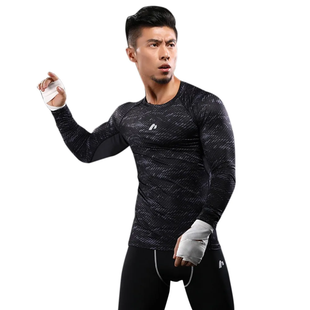 

2019 Running shirt for Men Compression Tops Athletic Running Training Gym T-shirts Dri fit Base Layer