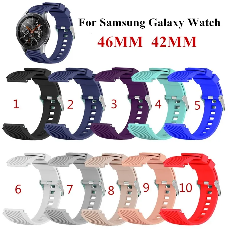 Ремешок силиконовый для Samsung Galaxy Watch 46 мм 42 резиновый сменный Браслет часов Pebble Time