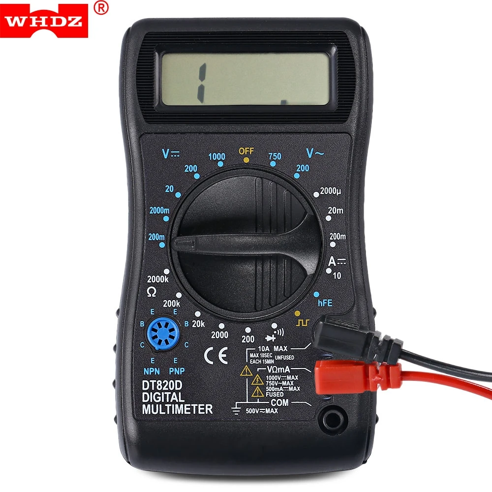 WHDZ DT820D Multimeter AC/DC Voltmeter Resistance Temperature Diode Test On-off Buzzer Function with LCD Screen Digital Display |