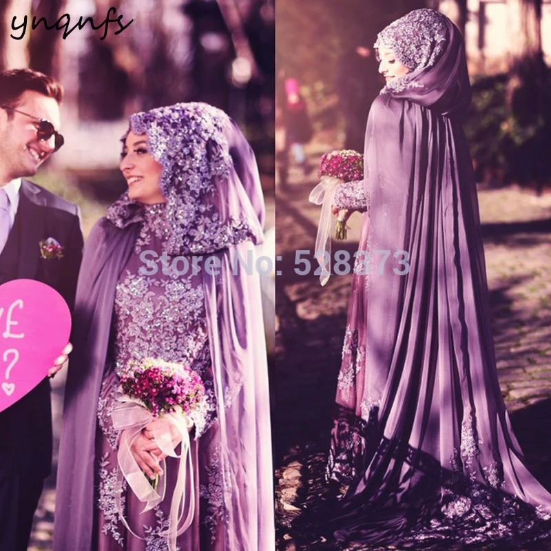 YNQNFS OWD800 простой элегантный трапециевидный шифоновый плащ стиль фиолетовый арабский хиджаб мусульманское платье