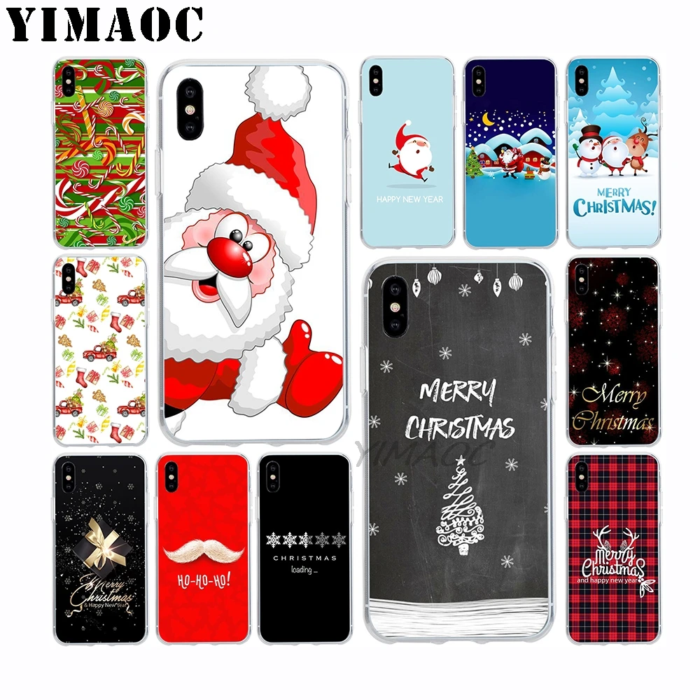 

YIMAOC Merry Christmas Beard Soft TPU Silicone Case for Apple Iphone Xr Xs Max X 10 8 Plus 7 6S 6 Plus SE 5S 5 7Plus 8Plus Cover