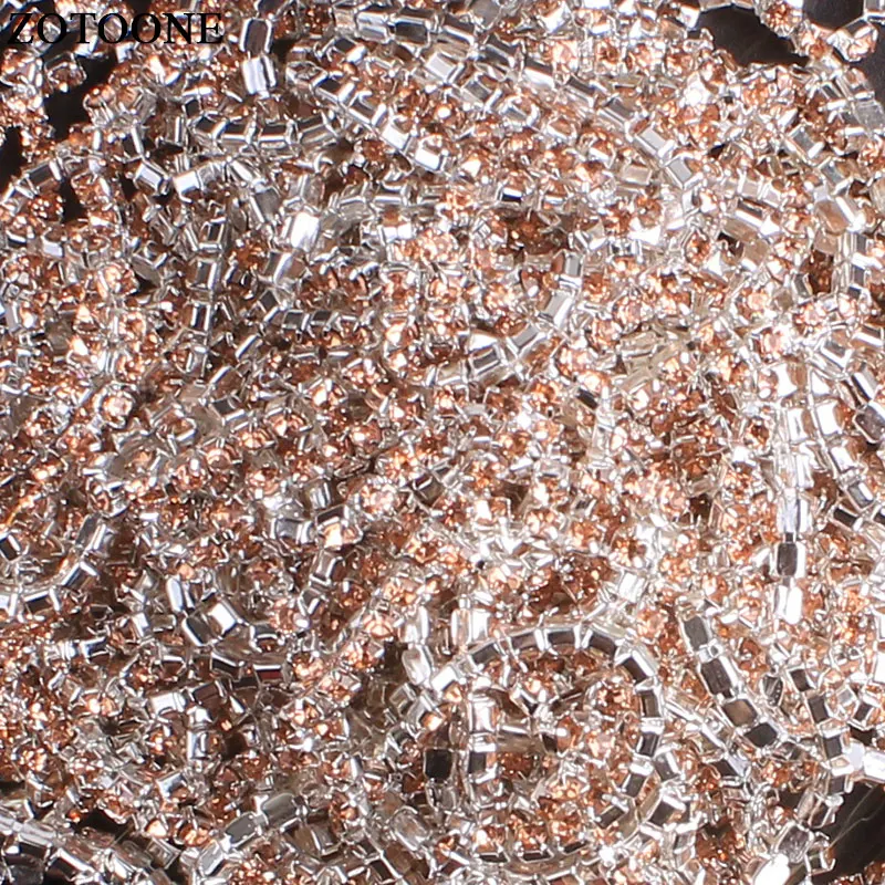 ZOTOONE Серебряная основа коготь персиковые Стразы цепочка для стаканов SS10 1 ярд