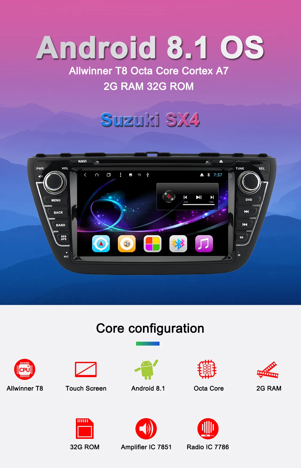 Flash Deal Navivox 2 Din Android 8.1 Car Multimedia Player For Suzuki SX4 S-Cross 2014 2015 2016 Car DVD GPS Navigation Stereo Head Unit 0