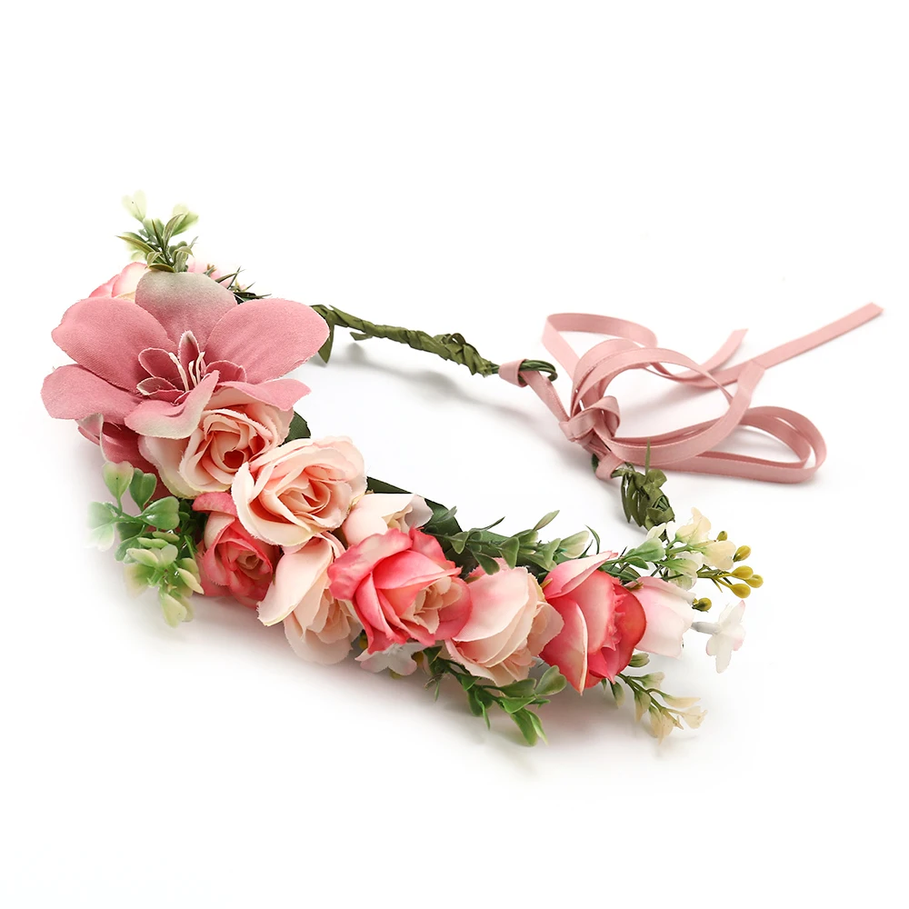 

Wedding Rose Artificial Flower Wreath Beach Wrape wreath Women Garland Headband and Wedding Hair Wreath Hair Band Ornaments Gift