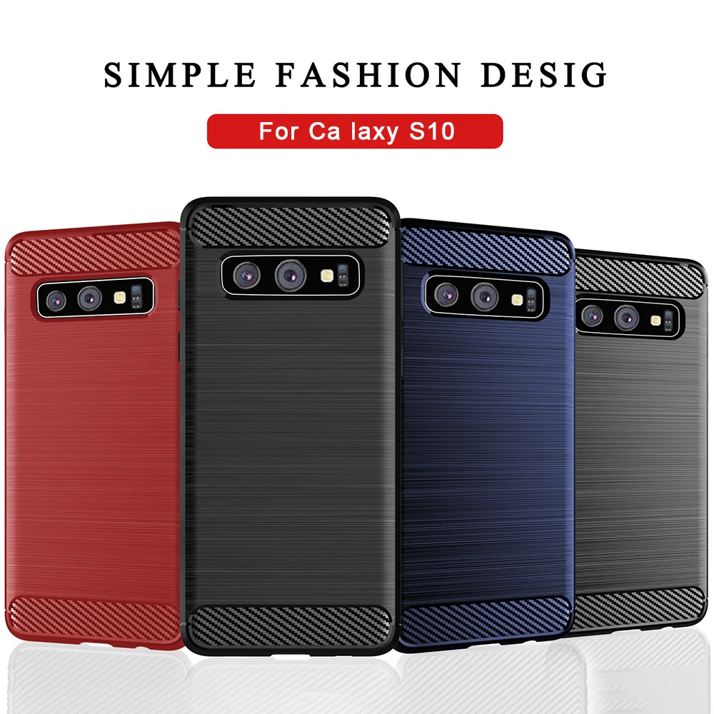 

For Samsung Galaxy S10 S9 S8 Plus S10E Case Soft Silicone Carbon Fiber Shockproof Cover For Galaxy S10 Lite Note 8 9 Phone Case