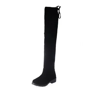 

Low Heel Waterproof Platform Knee-crossing Boots 2019 New Winter Women Boots Posterior Frenulum Slim-legged Boots
