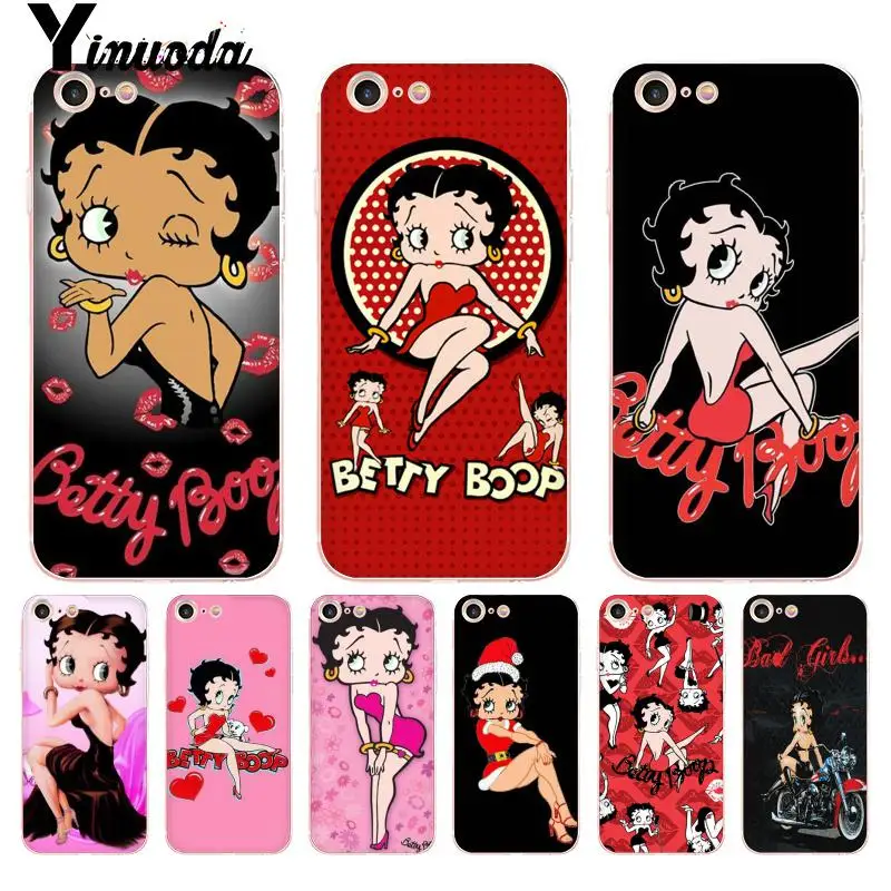 

Yinuoda For iphone 7 6 X Case Betty Boop Transparent Phone Case for iPhone 8 7 6 6S Plus X 5 5S SE 5C XS XR Cover