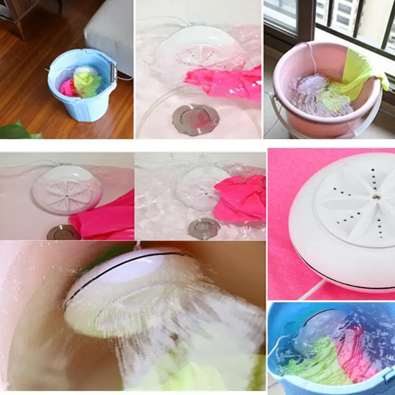 

2 in 1 USB Mini Ultrasonic Turbine Washing Machine Portable Spin Dryer Laundry Washer Ultrasonic Washing Machine