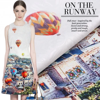 

96*140CM/pcs Hot air balloon France imported digital printing jacquard fashion fabric for dress tissu au meter bright cloth DIY