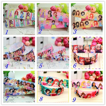 

7/8'' Free shipping princess printed grosgrain ribbon hairbow headwear party decoration diy wholesale OEM 22mm D239