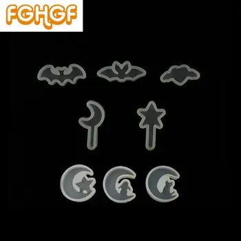 

Kawaii Mini Heart Bat Elf Accessories Making Tools DIY Epoxy Resin Craft Magic Stick Silicone Molds Flat Jewelry Pendant Moon