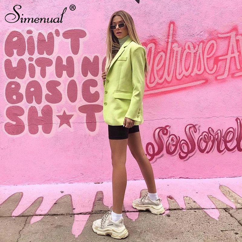 Simenual Casual Fashion Women Blazers And Jackets Long Sleece Solid Office Ladies Blazer 2019 Autumn Button Oversize Blazers New