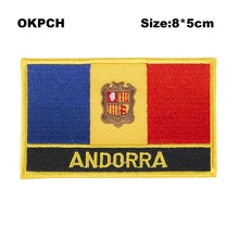 Андорра квадратной формы Железный Флаг патч вышитые пилы на значки, патчи для одежды PT0014-R