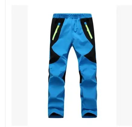 Уличные Детские Походные штаны, Детские ветрозащитные флисовые штаны для мальчиков и девочек, походные брюки для альпинизма, теплые лыжные штаны h65 - Цвет: blue 02