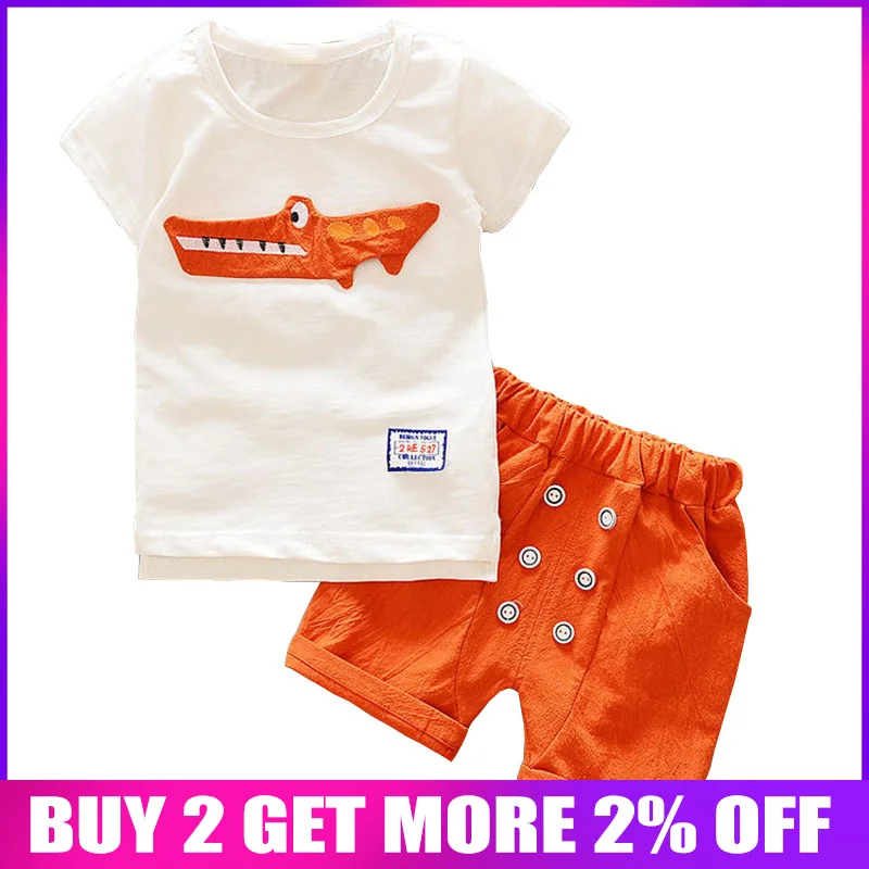 

Bilicola baby boy clothes sets summer infant cartoon Dinosaur printing clothing set newborn casual t shirt+short 2pcs suit