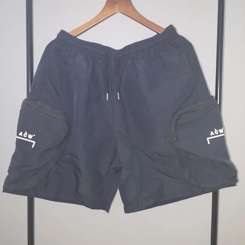Лучшее качество ACW A-COLD-WALL шорты синий логотип хип хоп ACW Мужские шорты Уличная Meshs A-COLD-WALL карман на молнии шорты