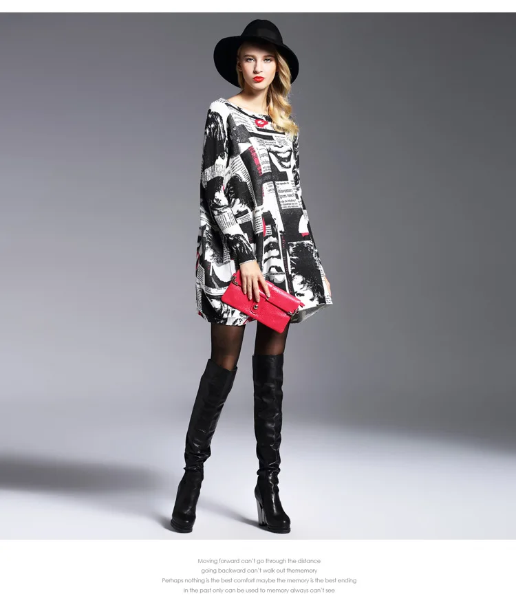 Spring and Autumn European and American fashion new women long-sleeved printing pullover long sweater shirt (8)