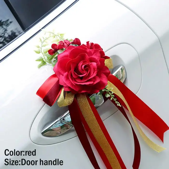 Свадебное украшение автомобиля цветок дверные ручки зеркало заднего вида Декоративные искусственные цветы LBShipping
