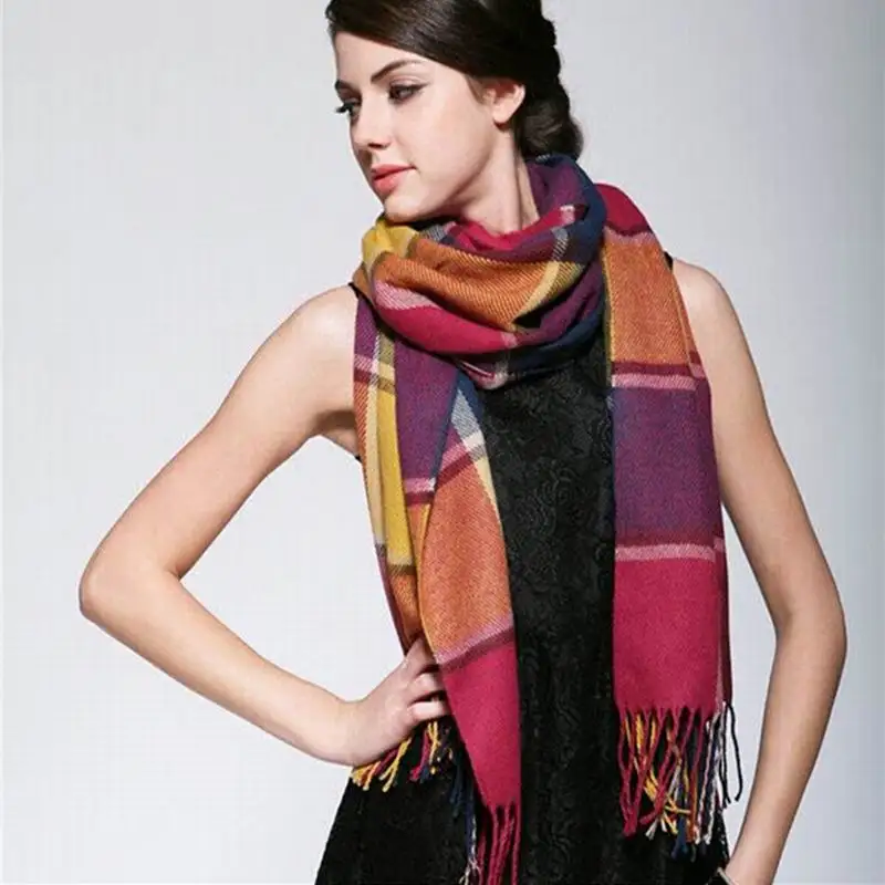 RUNMEIFA Новая мода шерсятной зимний шарф женский испанский дизайн шарф плед Толстый пашмины шали из фуляра женские шарфы для дам - Цвет: 1
