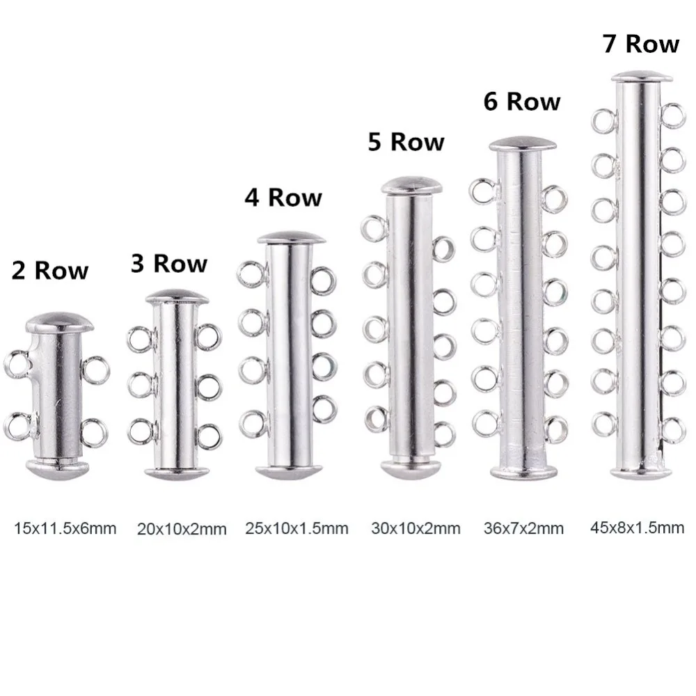 Silver 2 3 4 5 6 7 8Row Strong Magnet Bracelet Clasps Jewelry Findings 10Pcs