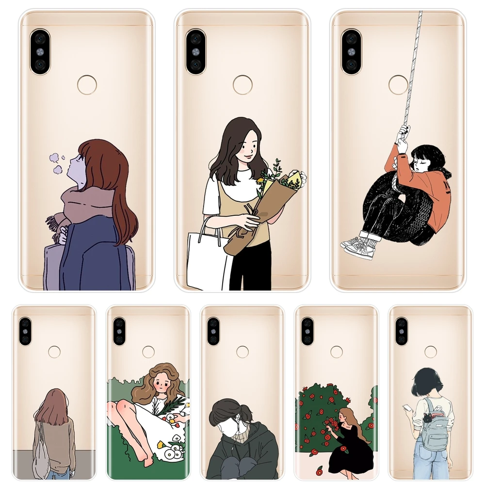 

Phone Case For Xiaomi Redmi Note 4 4X 5 5A 6 Pro Prime Soft Silicone Girl Back Cover For Pocophone F1 Redmi S2 4A 5A 6A 5 Plus