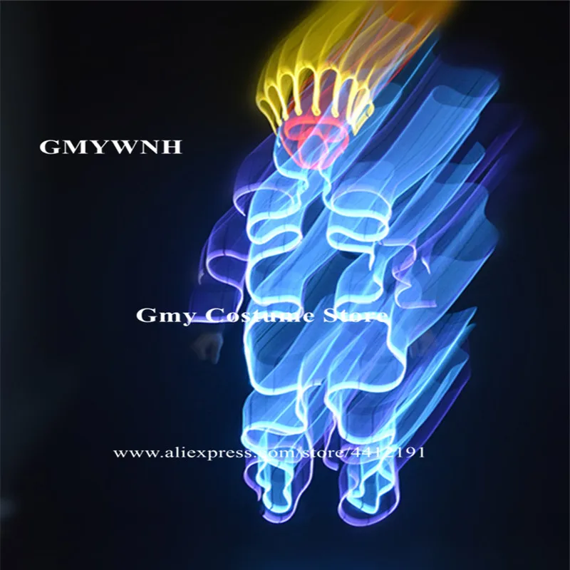 Best Price EC95 EL coldwires luminous dj outfits catwalk performance show clothe wears party luminous led costumes stage robot men suit bar