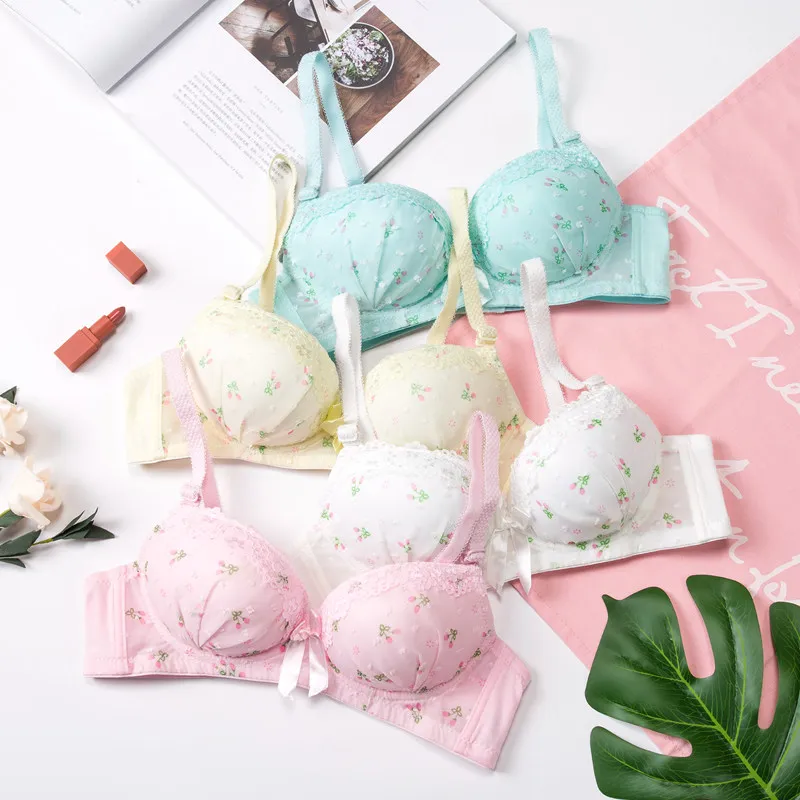 

Teenage Girls bra Printing Gather together Young girls first Training bra teenage Child Fitness 12 - 18y small chest bra F2