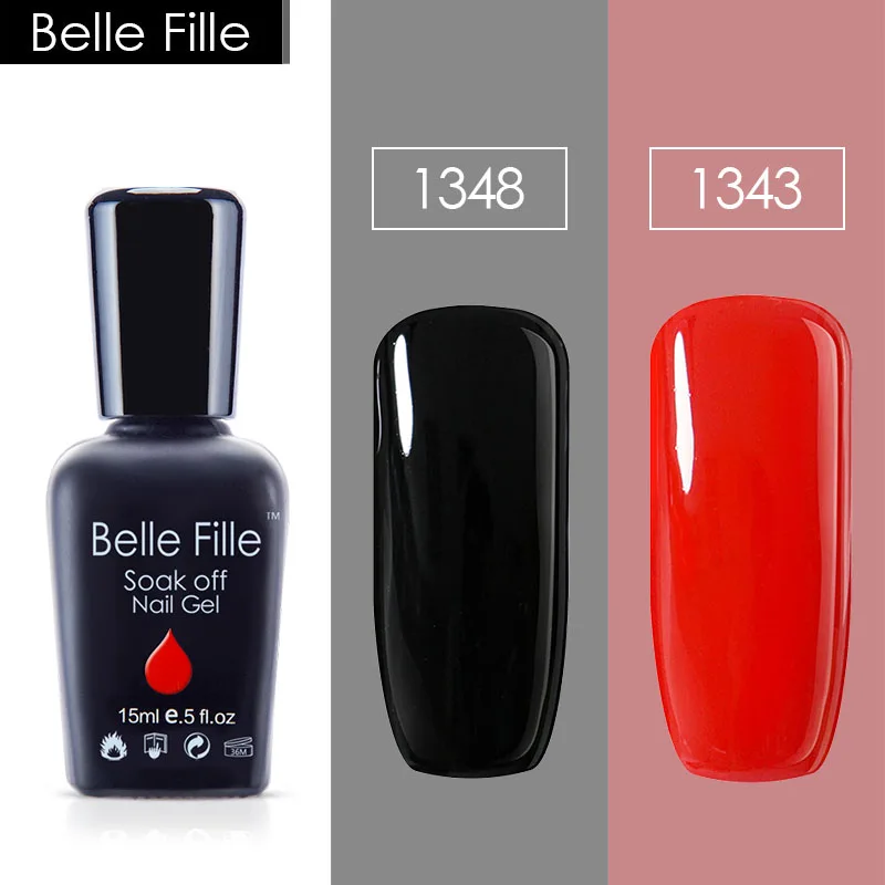 

Belle Fille 2PCS/lot 15ml UV Gel Nail Polish 10ml Soak Off Gel Polish Red Gel for Nails Varnish Vernis Semi Permanent Lacquer
