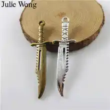 

Julie Wang 6PCS Alloy Mixed Antqiue Bronze Silver Dagger Knife Charms Necklace Pendant Jewelry Making Findings DIY Accessories