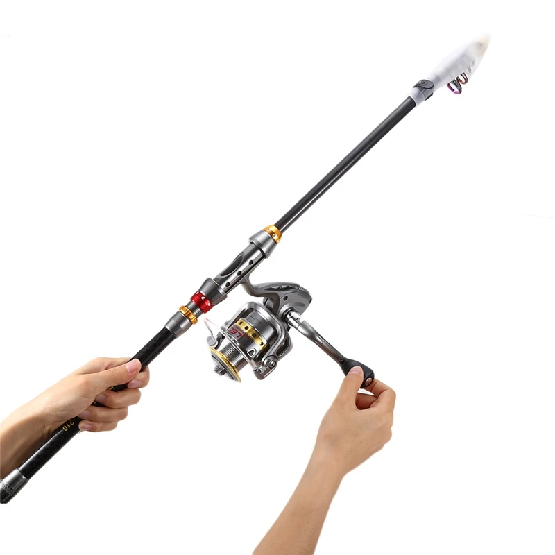 ليو صيد قضيب كومبو كيت الغزل الصيد بكرة والعتاد القطب مجموعة تلسكوبي الصيد رود بكرة مع 100 متر الصيد خط السحر السنانير