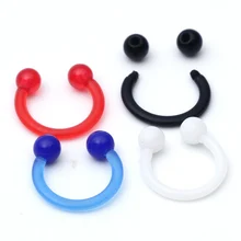 2 шт 1,2*8*3/3 мм гибкий Акриловый пирсинг шары Подкова украшение для пирсинга в форме подковы для губ в носу и ушах, кольцо