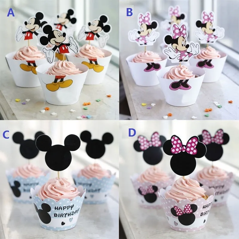 96pcs Mickey Minnie Mouse Cupcake Wrappers Cupcake Wrapper And Toppers Decoration Birthday Par Cupcake Wrapper And Toppers Wrapper Cupcakewrappers Toppers Aliexpress