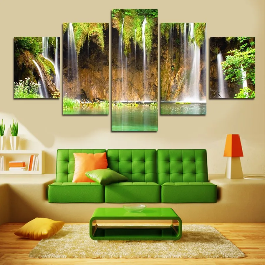 

5 Panels Framed beautiful waterfall Painting Canvas Wall Art Picture Home Decoration Sitting Room Canvas Print Modern Painting
