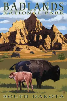 

See America Badlands National Park Pop Travel Posters Retro Vintage Kraft Poster Canvas Wall Sticker Home Decoration Gift