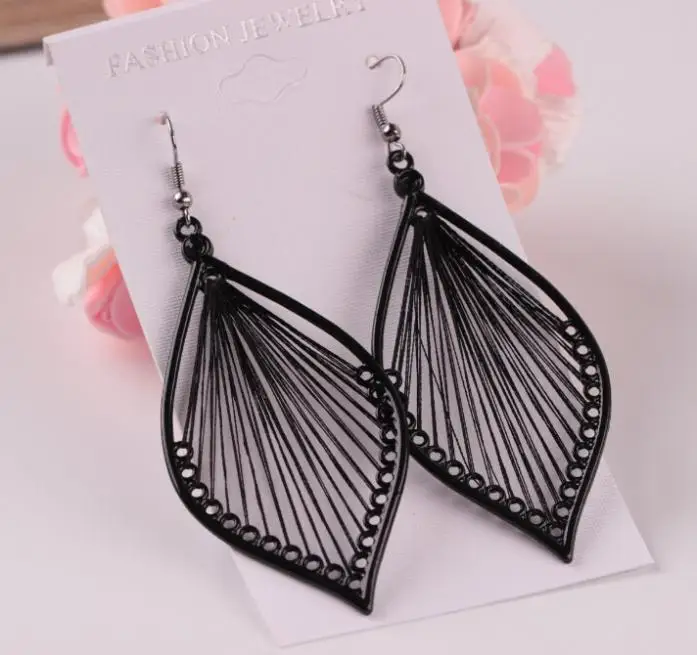 

Big Vintage Leaf Drop Earrings for Women Fashion Hollow Alloy Trendy Bohemian Female Brincos Boho Dangle Eardrop Earrings