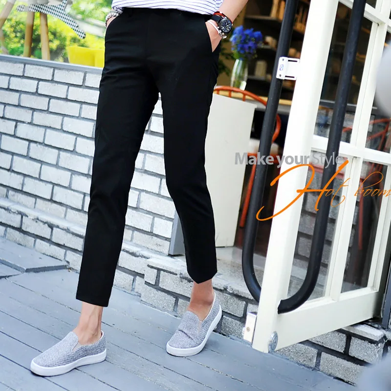 

New 2017 Spring Summer men's casual pants black British Harem Leg trousers Slim Fit City Street Teenager Boys Pencil Pants