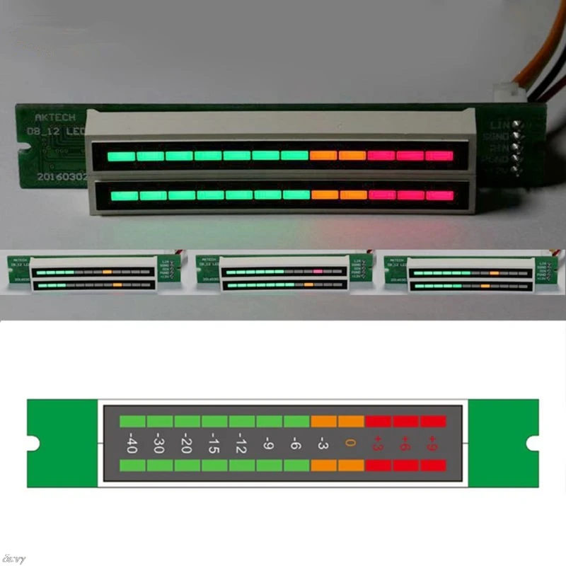 Мини двойной 12 уровень индикатор VU метр стерео усилитель доска регулируемый светильник скорость доска с режим АРУ