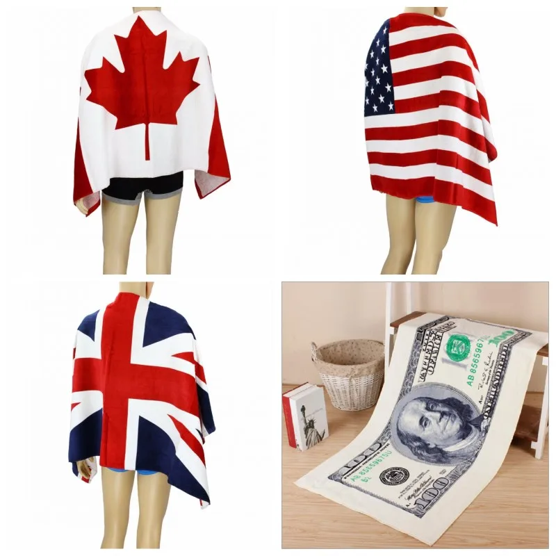 Canada-American-British-flag-design-bath-towel-140x70cm-absorbent-cotton-beach-towel-drying-washcloth-Beach-Towel