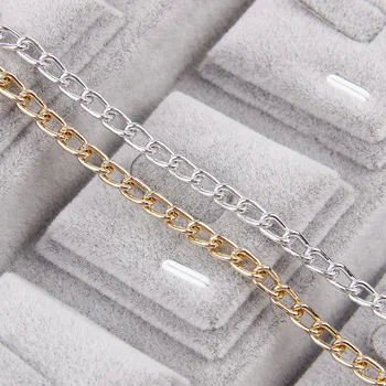 

Aluminum Metal Silver&Rose Gold Necklace Chains Bulk Fit Bracelets Findings Twisted Curb Open Link Chain For DIY Jewelry Making