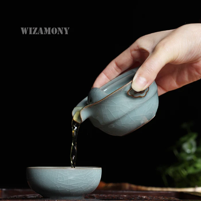 

Kung Fu Tea set Include 1 Pot 1 Cup Elegant Gaiwan Beautiful teapot kettle Coffee Cup Chinese Longquan Celadon Porcelain Tea Pot