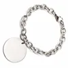 Women Fashion Bracelets Jewelry Accessories Bangles Chain Link Bracelets with Round Engravable Laser Logo/Name Charm Pendant 5