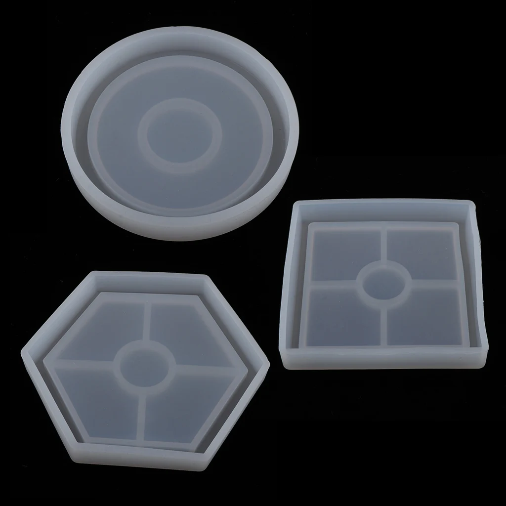 DIY Round Square Hexagon Mold, Coaster Silicone Mold, Molds for Casting with Resin, Concrete, Cement and Polymer Clay