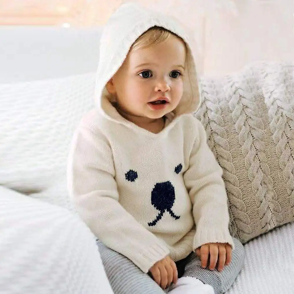 Детский вязаный свитер; Цвета: Одежда для новорожденных мальчиков и девочек, рисунок из мультфильма, верхняя одежда-мишка для малышей; свитер с капюшоном для детей возрастом от 6 месяцев 12 мес., 2, 3 лет