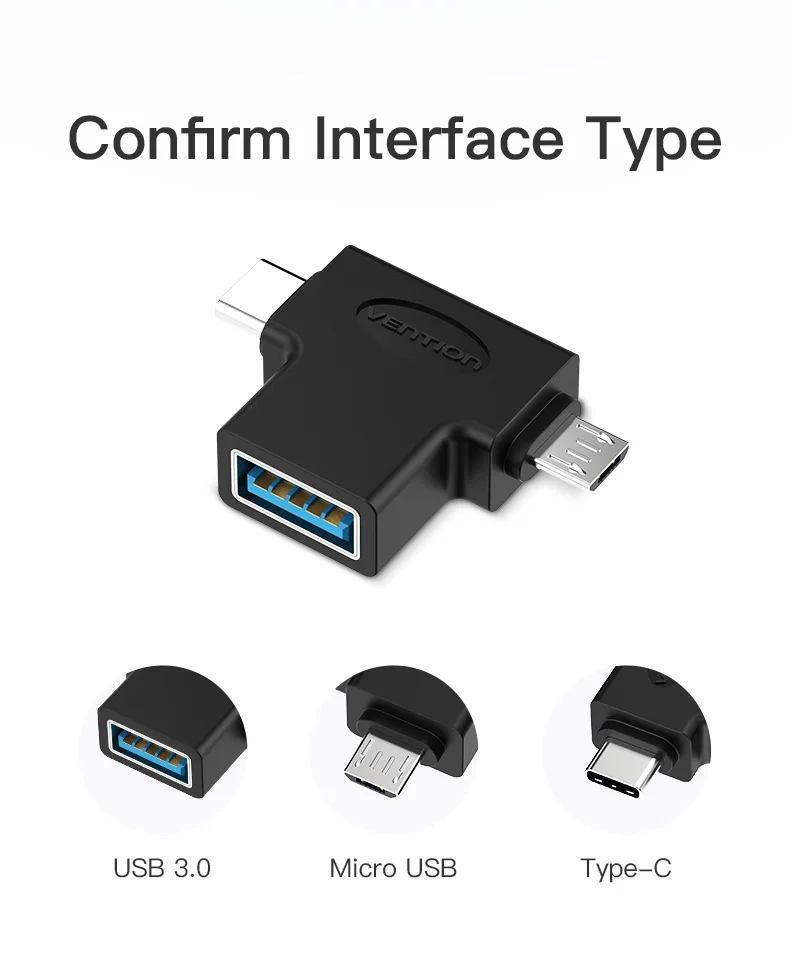 Адаптер Vention USB type C USB 3,0 OTG Кабель-адаптер 2 в 1 Micro USB OTG конвертер для Xiaomi One Plus Nexus 6P