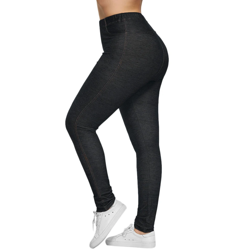 

Wipalo Women Spring Pants Plus Size 5XL Stretchy Pockets Skinny Pants Casual Mid Elastic Waist Solid Pencil Pants Denim Pants