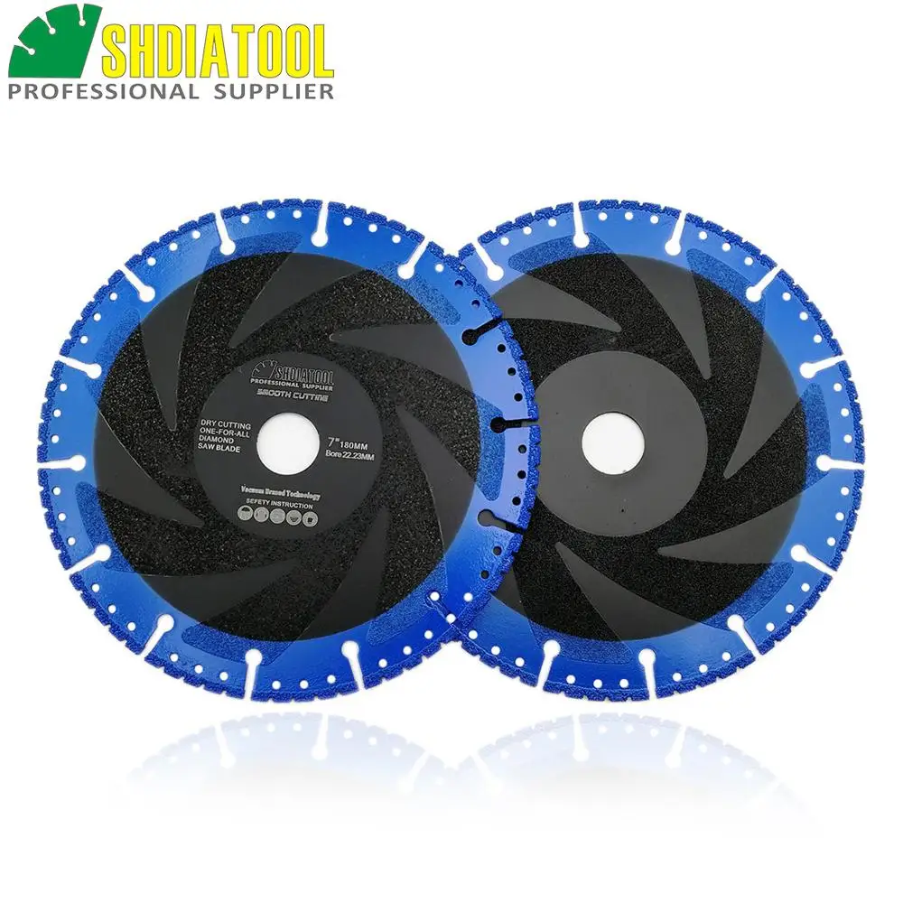 2pcs 7" Vacuum Brazed Diamond demolition blade one-for-all cutting disc Dia180mm for Cast Iron Rebar Aluminum hard material