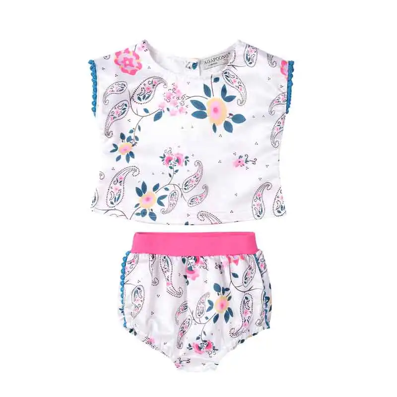 Little Girls Clothing Set Summer Floral Baby Girls Suit Cute Top
