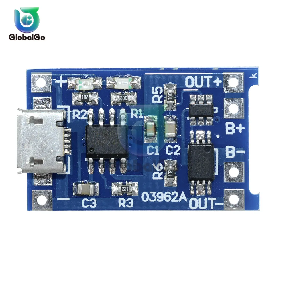 

10pcs/Lot 5V 1A Micro USB 18650 Lithium Battery Charging Board Charger Module+Protection Dual Functions TP4056